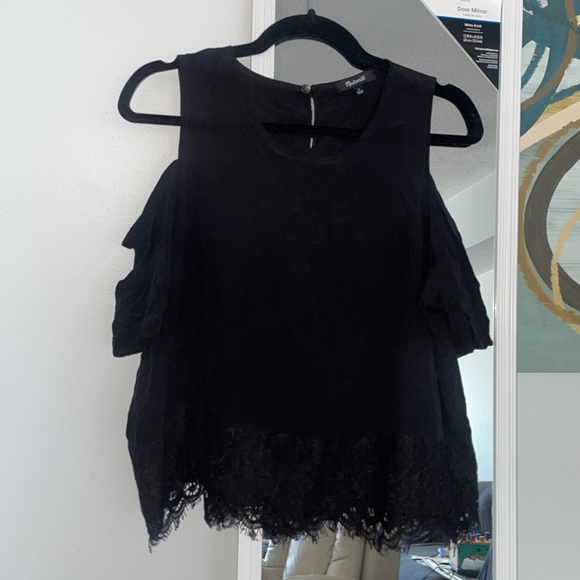 Beautiful Black Cold Shoulder with Lace Blouse from Madewell L​ - Picture 2 of 6